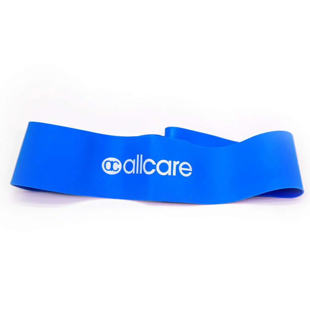 Allcare Band, extra-firm strength, blue. Progressive resistant exercise band. Helps strengthen and rehabilitate muscles