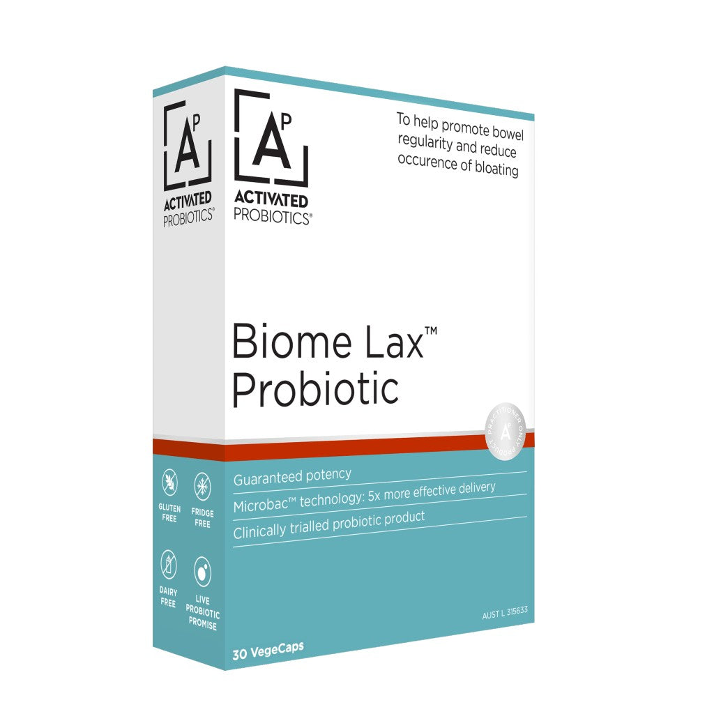 Activated Probiotics Biome Lax. To help promote bowel regularity and reduce occurrence of bloating