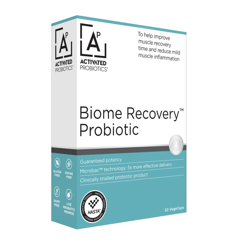 Activated Probiotics Biome Revoery. To help improve muscle recovery time and reduce mild muscle inflammation.