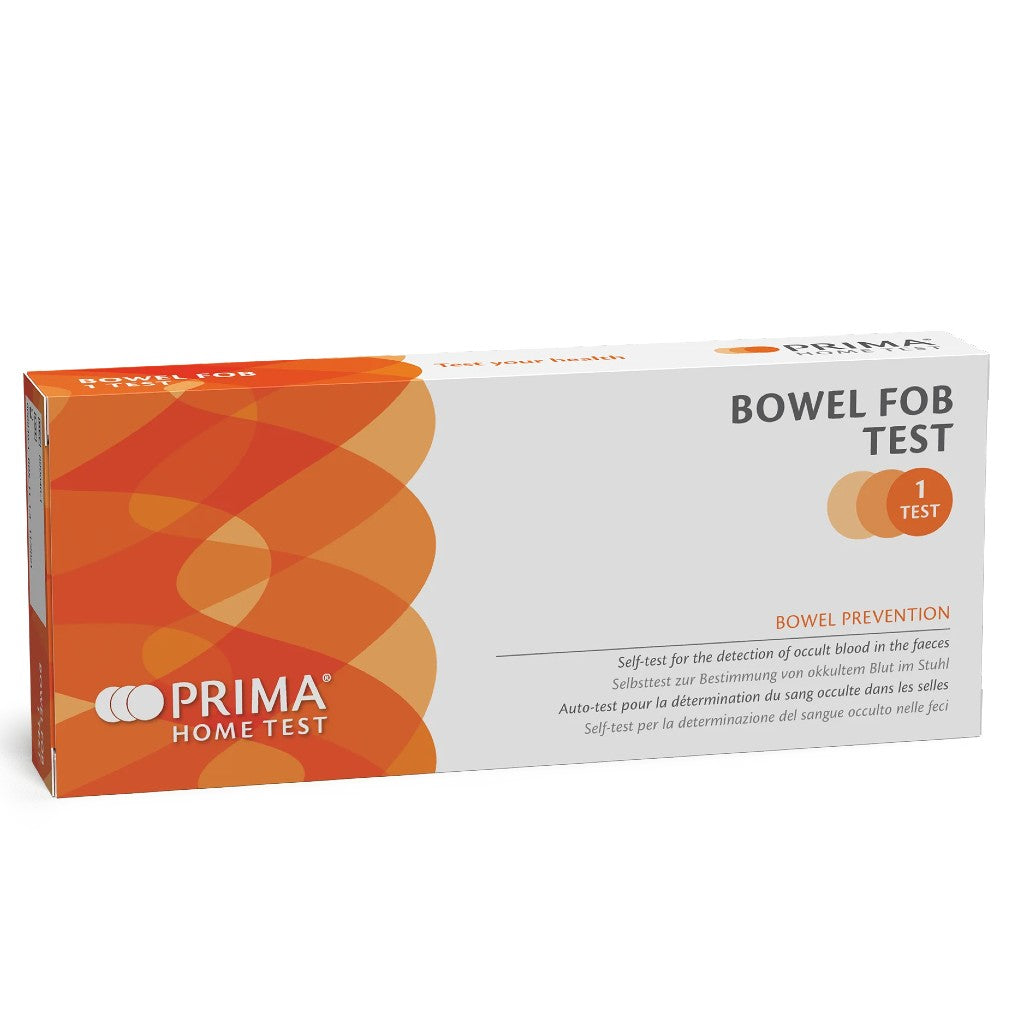 PRIMA Bowel FOB Home Test Kit. Quick and efficient way to instantly measure the presence of occult blood in paeces with a stool test.