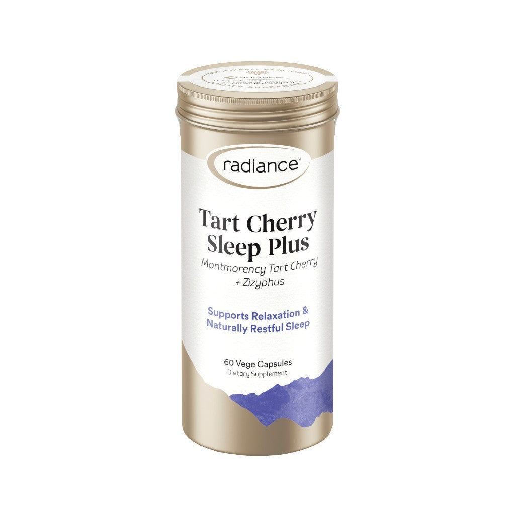 Radiance Tart Cherry Sleep Plus 60 Capsules. Supports relaxation and naturally restful sleep