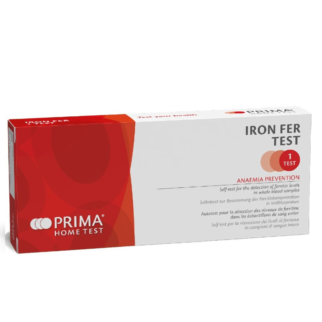 PRIMA Iron Fer Home Test Kit. Quick and efficient way to instantly measure your Ferritin levels with a pin prick test. 